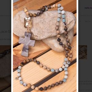 Bohemian “ Louise “ Necklace in Sandstone Amazonite R3A